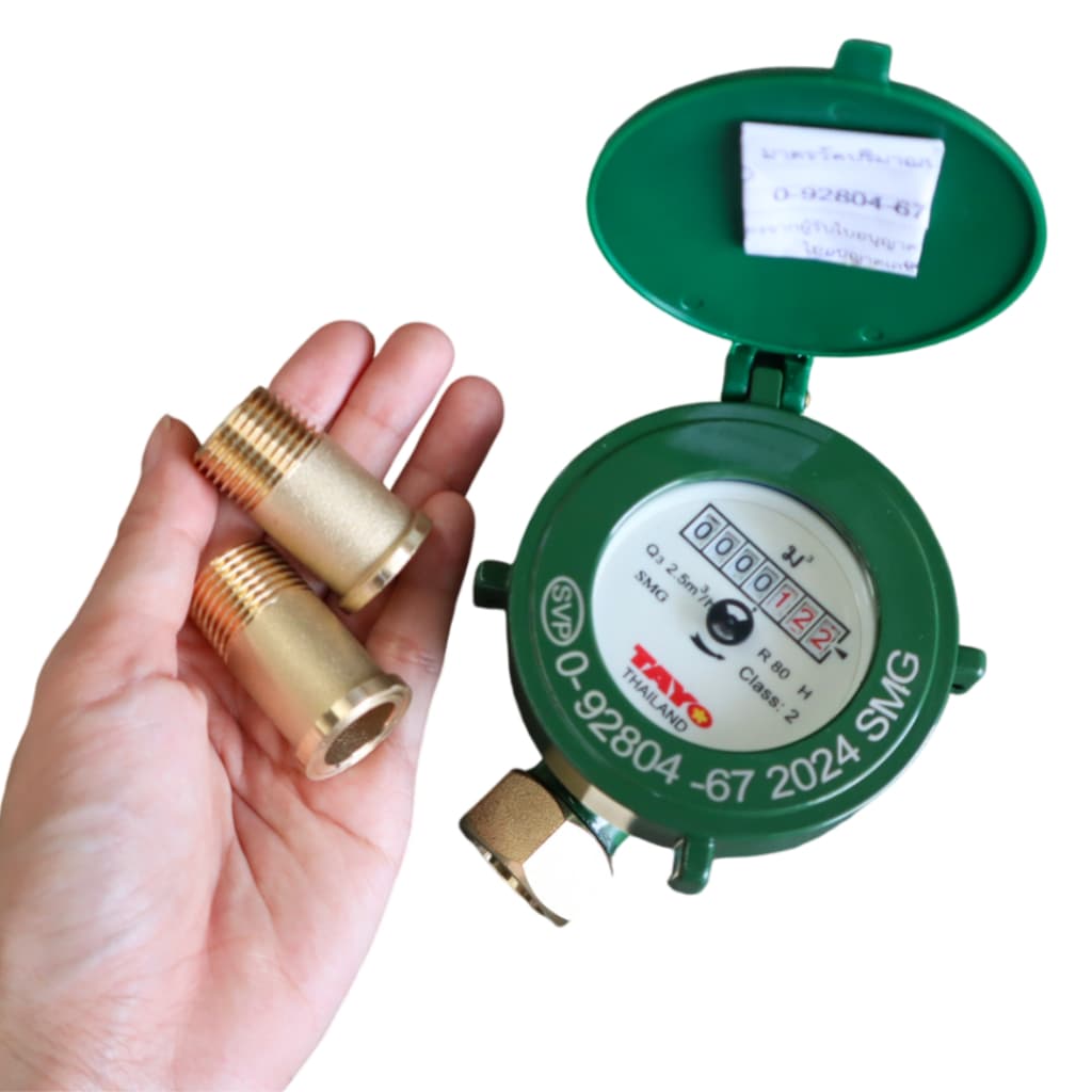 TAYO มิเตอร์น้ำ SPP ขนาด 1/ 2 นิ้ว 4 หุน รุ่น MGA15 15 mm. มิตเตอร์น้ำทองเหลือง มาตราวัดน้ำ water meter รูปที่ 8