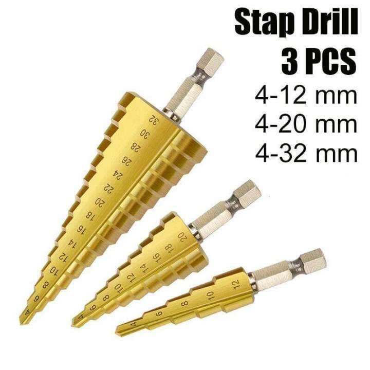 ดอกสว่าน ชุดดอกเจดีย์ ดอกเจดีย์ ทรงเจดีย์ เคลือบไททาเนี่ยม เจาะรู ขยายรู Step Drill 4-12mm / 4-20mm / 4-32mm รูปที่ 5