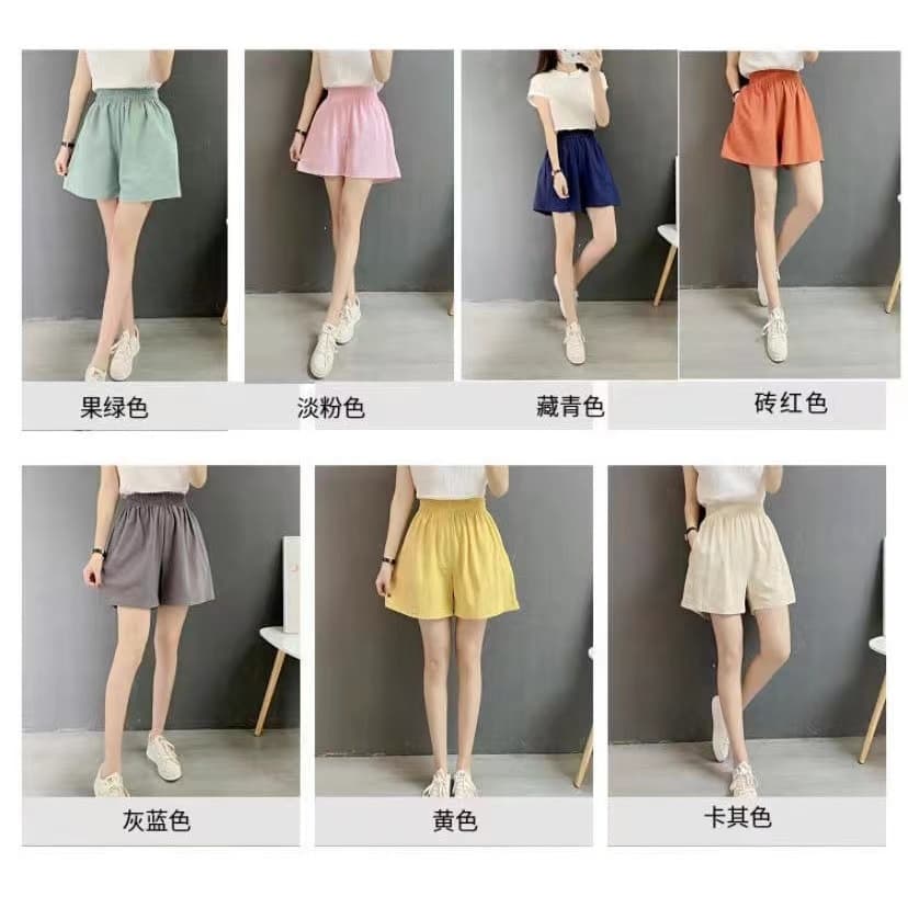 กางเกงขาสั้นผู้หญิง ผ้าฝ้าย ลินิน ขากว้าง ใส่สบาย รูปที่ 4