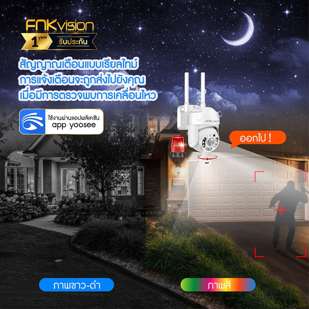 FNKvision กล้องวงจรปิด กล้องวงจรปิดไร้สาย WiFI Full HD 5MP กล้องวงจร IP Camera กล้องวงจรปิดไร้สาย indoor/outdoor ทนแดด รูปที่ 7
