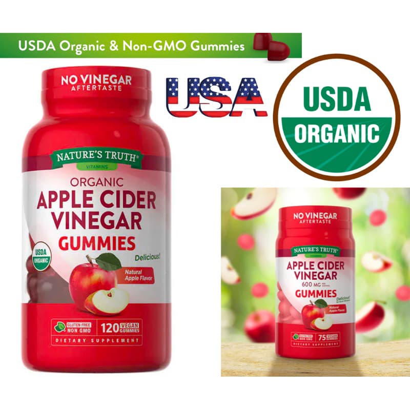 Nature’s truth Apple cider Vinegar Organic Gummies ขนาด 75เม็ดและ120เม็ด รูปที่ 2