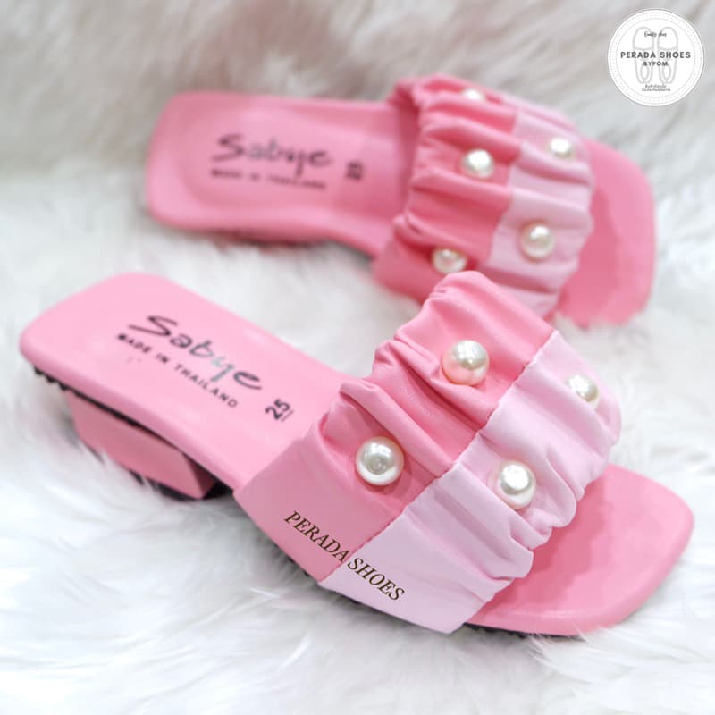 ส่งเร็ว ไซส์ 25-36 รองเท้าส้นสูงเด็ก สูง 1.5 นิ้ว รองเท้าสวยงามเด็ก ลายโซ่ สีม่วง ชมพู โอโรส รูปที่ 3