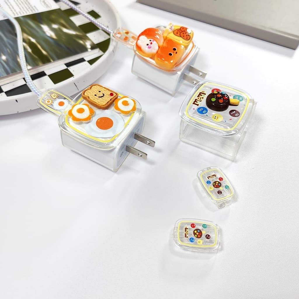 จากไทย ชุดถนอมสายชาร์จเเละหัวชาร์จ สำหรับไอโฟน 20w 18w สายเกรียวพันสายชาร์จ ลายการ์ตูน 35W รูปที่ 2