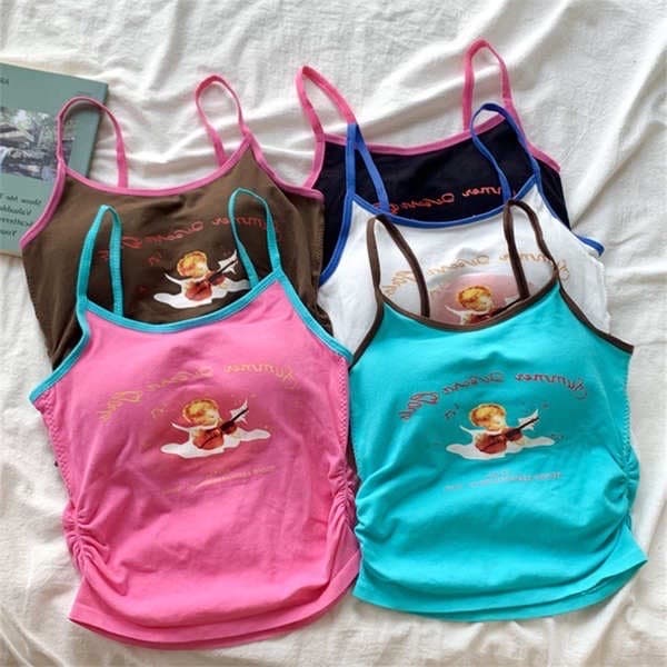 𝑩𝒓𝒂𝑩𝒓𝒂𝑩𝒓𝒂 #bra-240 เสื้อ สายเดี่ยว ครอปท็อป ฟองน้ำในตัว สไตล์ Y2K รูปที่ 3
