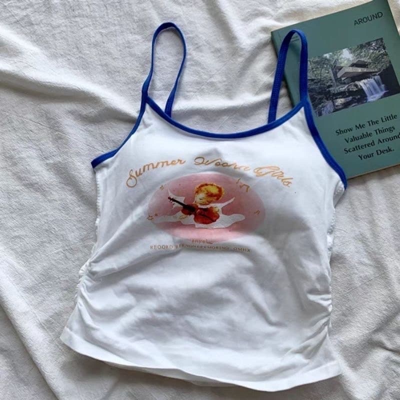 𝑩𝒓𝒂𝑩𝒓𝒂𝑩𝒓𝒂 #bra-240 เสื้อ สายเดี่ยว ครอปท็อป ฟองน้ำในตัว สไตล์ Y2K รูปที่ 7