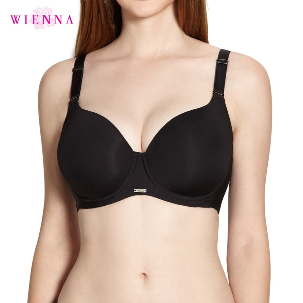 WIENNA Full Moon Bra NB41413 บรารู้ใจ สาวอกใหญ่ คัพใหญ่ ไซซ์ใหญ่ มีโครง สีดำ เนื้อ เทา เนื้อ แดง รูปที่ 1