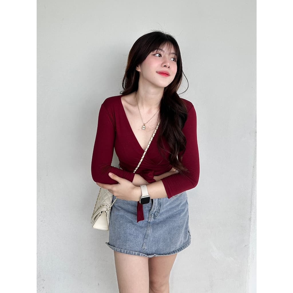 PIN113 ครอปท๊อปผูกเอว DJ รูปที่ 2