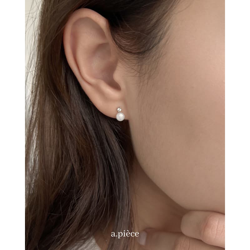 A.piece ต่างหูมุกแท้ เงินแท้ Gem pearl earrings รูปที่ 2