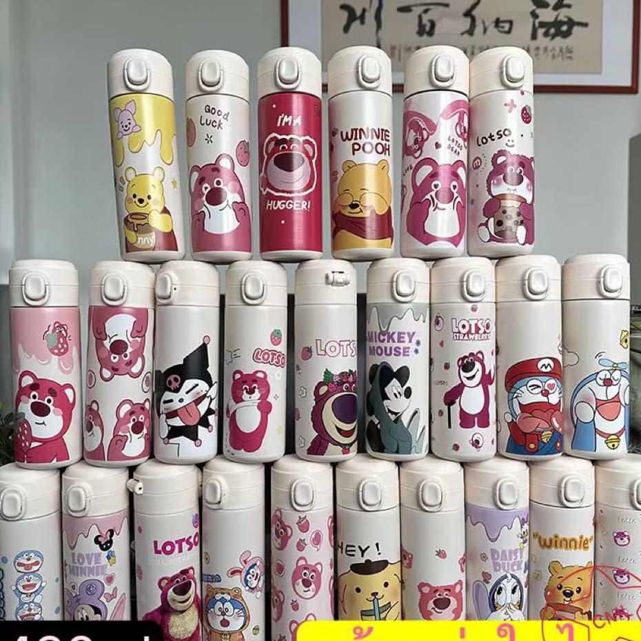 ขวดน้ำสแตนเลส กระบอกน้ำเก็บความร้อน เก็บความเย็น 420ML ลายการ์ตูนน่ารักๆ 420 รูปที่ 2