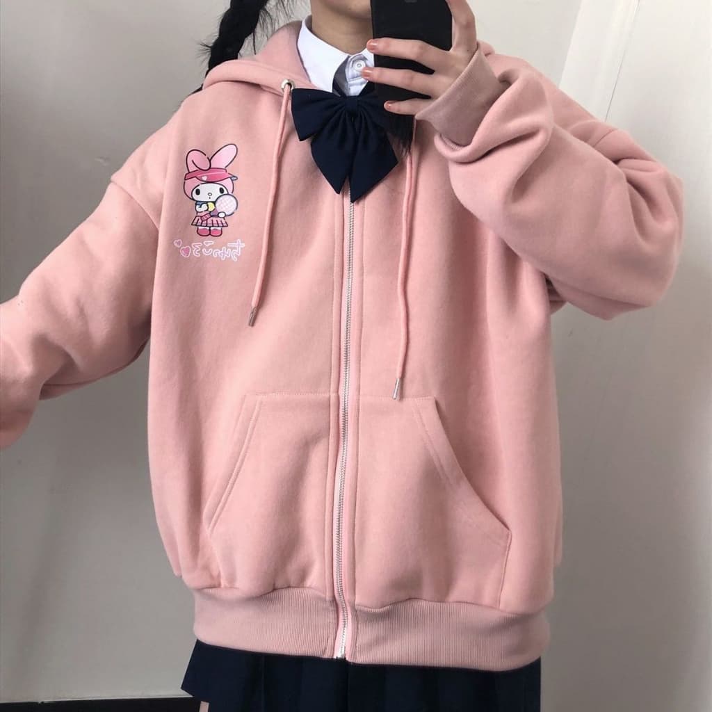เสื้อกันหนาว คลุมแขนยาว มีฮู้ด มีซิป ผ้าสำลี เนื้อผ้านิ่ม ลายการ์ตูน น่ารัก สไตส์วัยรุ่นเกาหลี รูปที่ 7