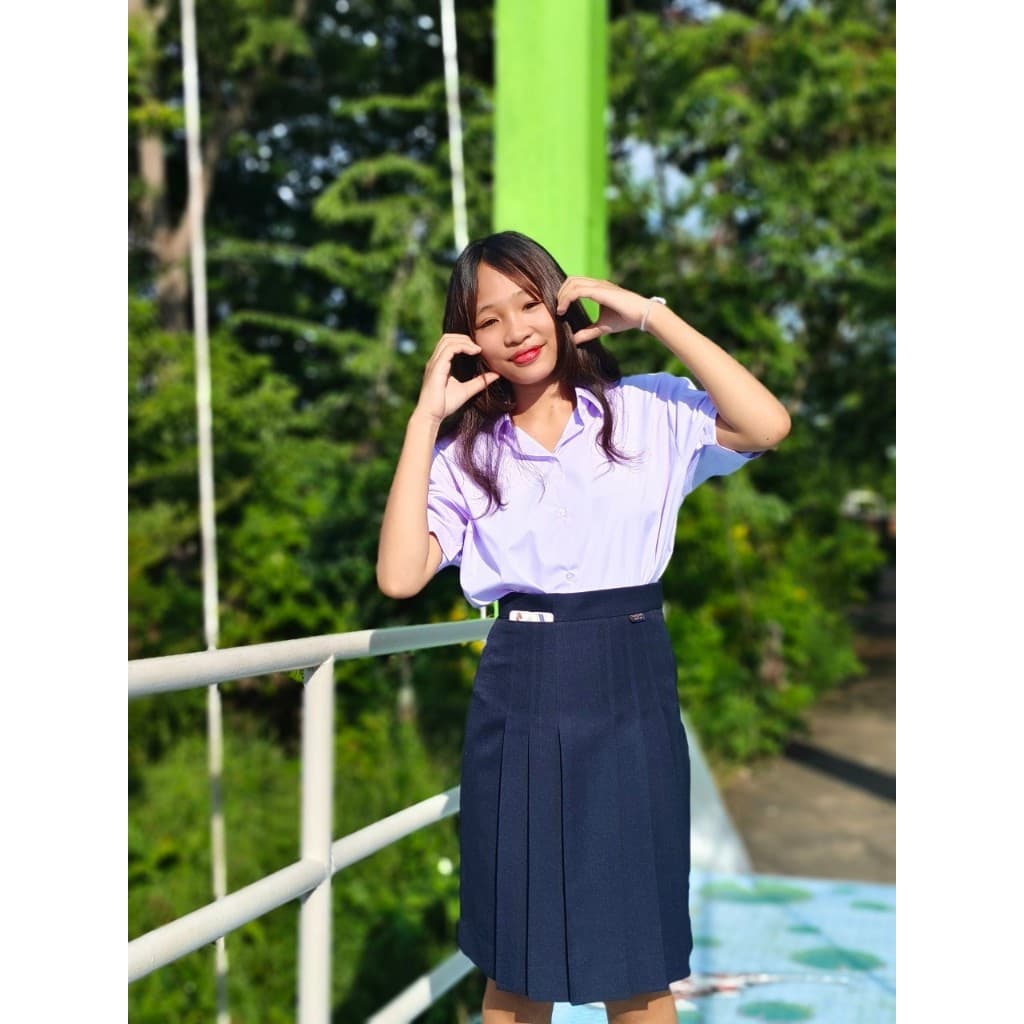 "สีกรมเข้ม" ตีเกร็ด 5.5 นิ้ว ยาว 25-26 กระโปรงนักเรียนทรงแคบ ผ้าลีวาย ตราLungnai รูปที่ 5