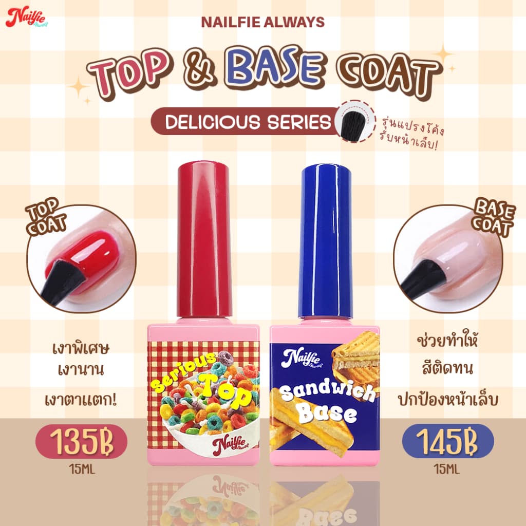 ท๊อปกระจก เงาตาแตก!! Nailfie Super top coat / Base coat /Top 3D เซทสุดคุ้ม เงาสุด รูปที่ 4