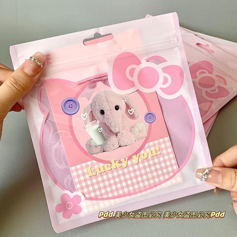 !ถุงซิปล็อค ลายการ์ตูนคิตตี้ kitty แพค10ชิ้น สีชมพู ซองน่ารัก รูปที่ 4