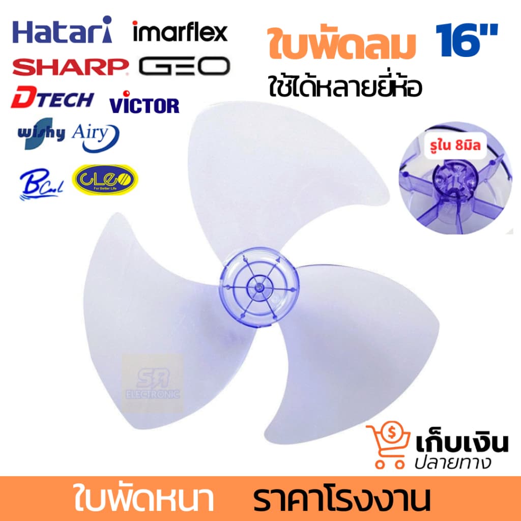ใบพัดลม ฮาตาริ Hatari ชาร์ป Sharp แอรี่ Airy จีโอ GEO ใช้ร่วมกับพัดลมยี่ห้ออื่นๆได้ 12,14,16 นิ้ว ใบพัดลม Fab blade รูปที่ 1