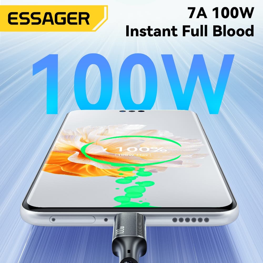Essager 7A 100W 3 In 1สายสายชาร์จไมโครชนิด C สำหรับ14 13 Pro Max Samsung Xiaomi Huawei รูปที่ 3