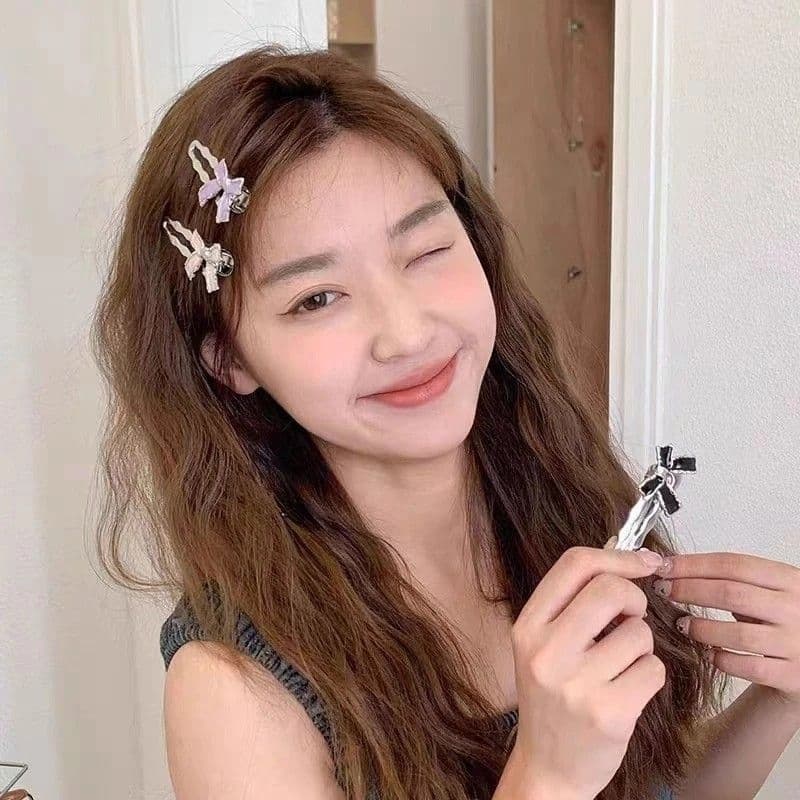 ในไทยกิ๊บติดผมโลหะประดับโบว์าและพลอยเทียมY2Kสไตล์เกาหลีหน้าม้าข้างคลิปแฟชั่นสําหรับผู้หญิง.COD รูปที่ 3