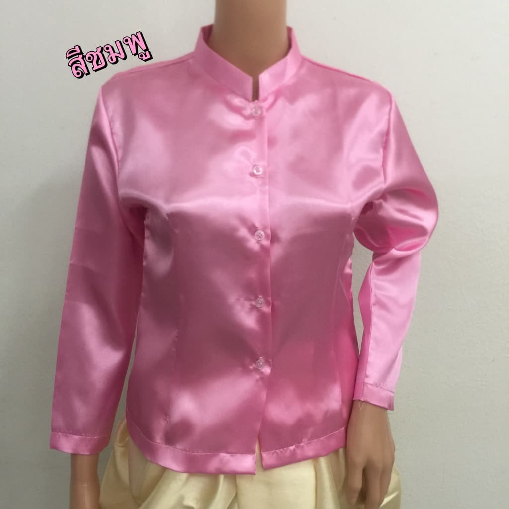 เสื้อแขนกระบอกนางรำ ผ้าต่วน ไม่ซับใน ไม่อัดกาว ไซส์ LL ถึง XL รูปที่ 3