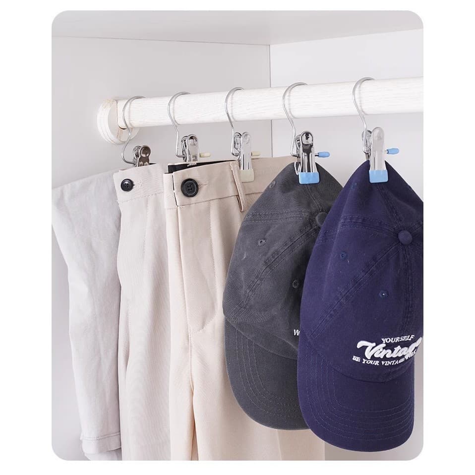 ไม้แขวนเสื้อสเตนเลส อเนกประสงค์ กันลื่นกันลม คลิปหนีบผ้า ถุงเท้า ผ้าขนหนู คลิปเก็บตู้เสื้อผ้า รูปที่ 5