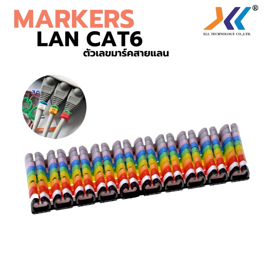 ตัวเลขมาร์ค สาย lan CAT6 ขนาด6-8mm. Cable Markersแบบแข็ง0-9อย่างละ10 ตัว รูปที่ 1