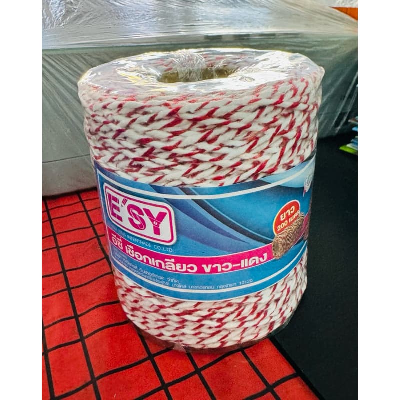 เชือกขาวแดง ESY เชือกเกลียว มัด มัดพัสดุ ห่อไปรษณีย์ ยาว 25/100/200 เมตร เชือก US.Station รูปที่ 5