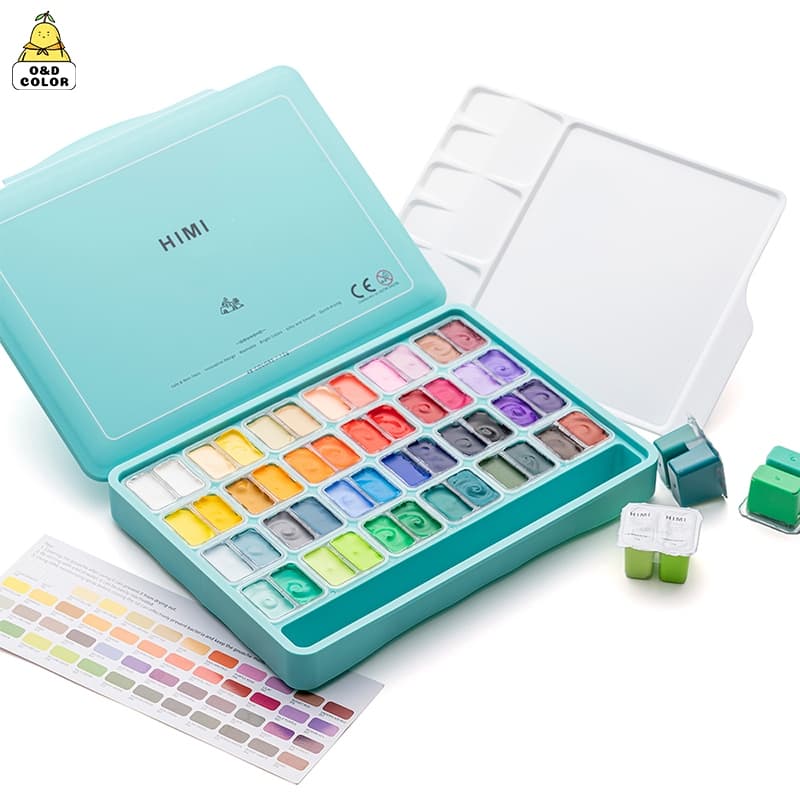 Miya Himi Gouache การตั้งค่า 36/48สี×12 กรัม ถ้วยเปิดคู่ Poster Colour สีน้ำและโปสเตอร์ ปลอดสารพิษสีสันสดใส เคสแบบพกพา
