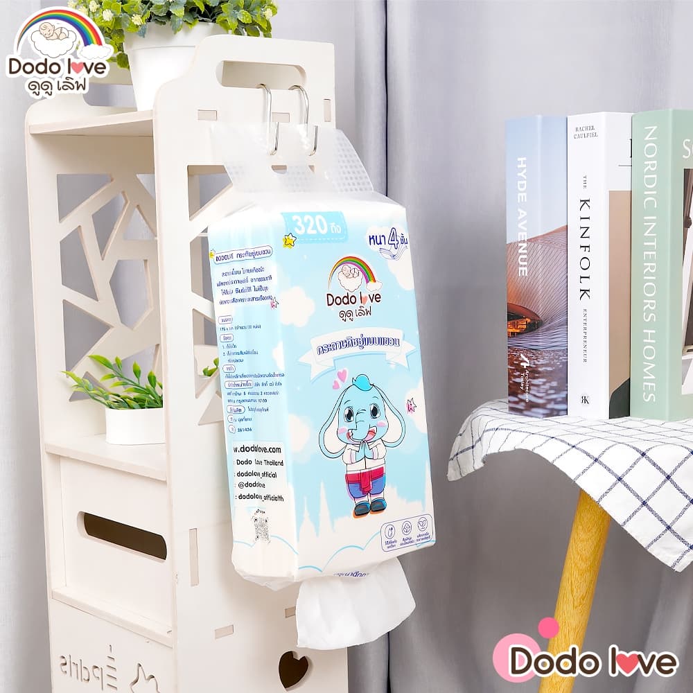 ส่งด่วน DODOLOVE กระดาษทิชชู่แบบแขวน 1แพ็ค 1,280 แผ่น 320 ดึง หนา 4 ชั้น ทิชชู่แขวน รูปที่ 3