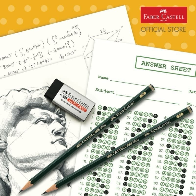 ยางลบดินสอ ไร้ฝุ่น เฟเบอร์คาสเทลส์ Faber-Castell รุ่น Dust-Free eraser ก้อนสีน้ำเงิน ,สีดำลบดินสอ2บี 1 ก้อน รูปที่ 4