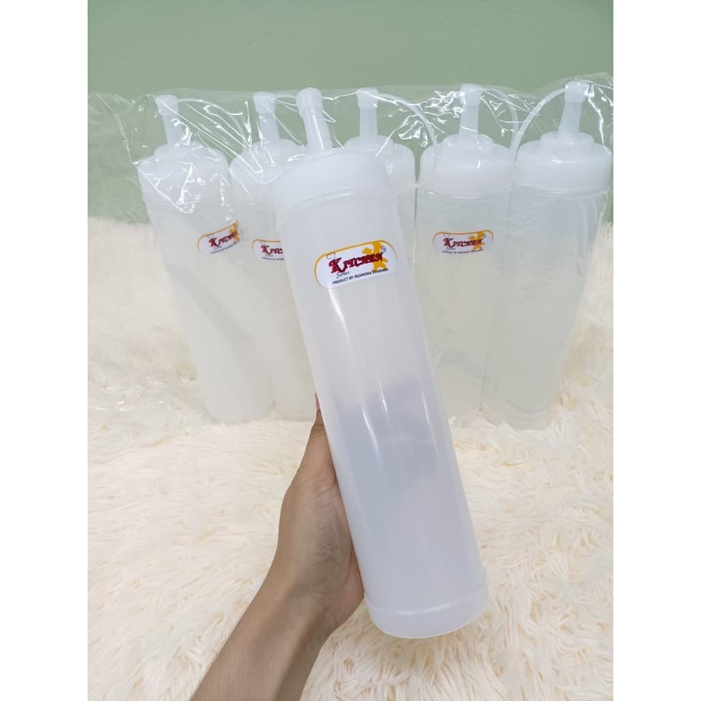 ขวดซอส ขวดบีบซอส 800 ML ขวดซอสพลาสติกใส NO.9349 ขนาด 6.9X29.4ซม ขวดซอสสูง ขวดบีบนมข้น รูปที่ 1
