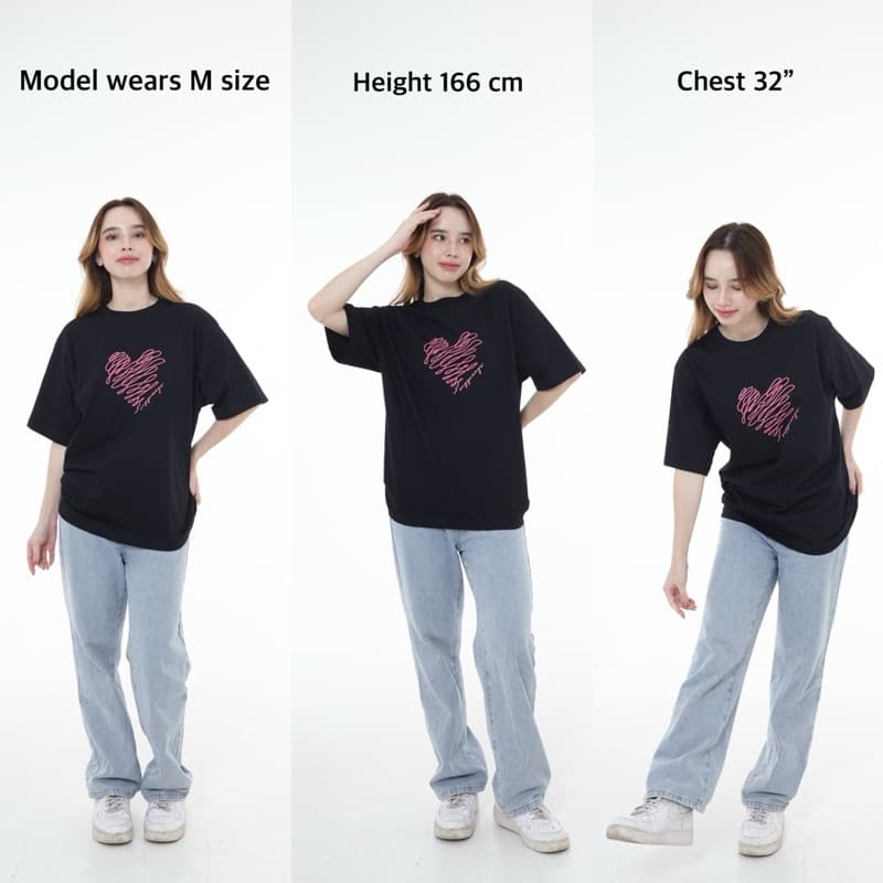 myyoungs - Heart เสื้อยืดโอเวอร์ไซส์ รูปที่ 3