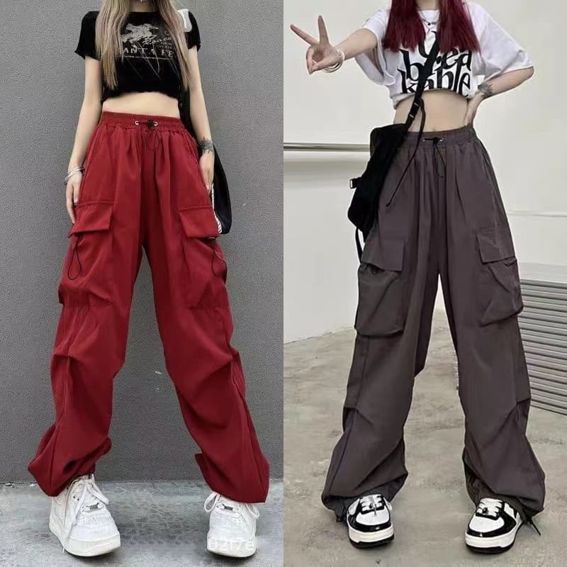 S-10XL กางเกงคาร์โก้สไตล์อเมริกัน กางเกงขากว้าง ทรงหลวม เอวปรับได้สามารถใส่ได้ทั้งผู้หญิงผู้ชาย รูปที่ 1