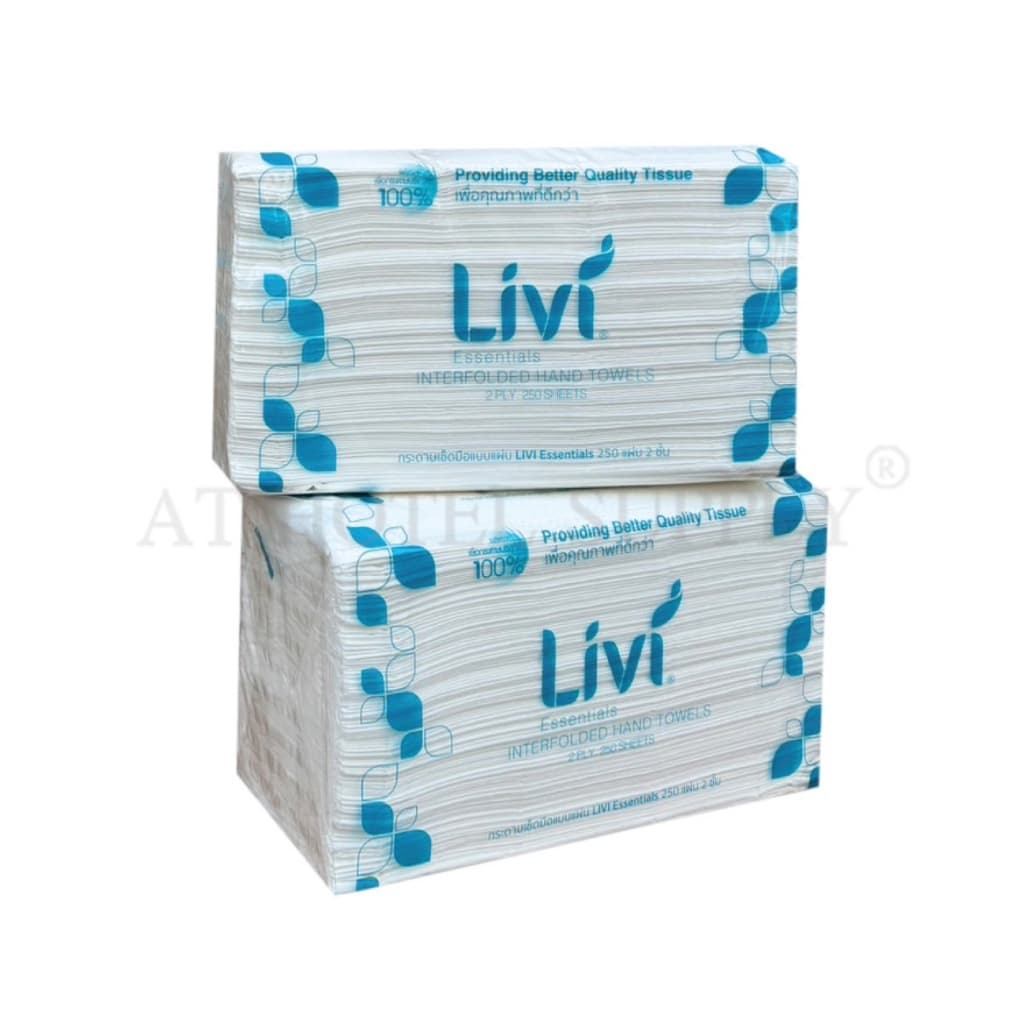 Livi กระดาษเช็ดมือ หนา 2 ชั้น บรรจุ 250 แผ่น, จำนวน 3 ห่อ ผลิตจากเยื่อกระดาษบริสุทธิ์ 100% รูปที่ 3