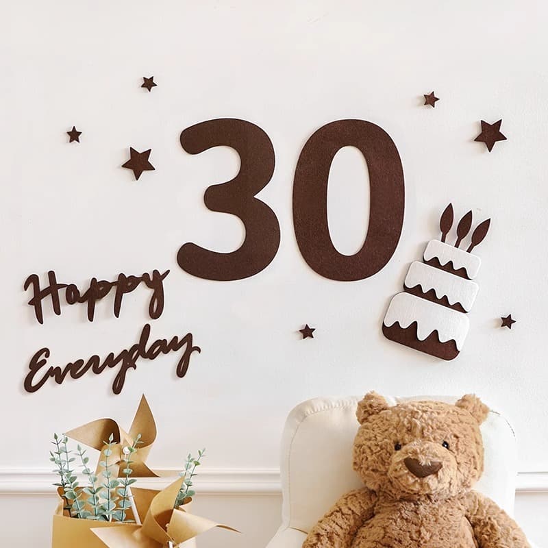 ป้ายตัวเลข ป้าย Happy Birthday ป้ายวันเกิด ป้ายตัวเลขสีน้ำตาล ป้ายแฮปปี้เบิร์ดเดย์ สไตล์มินิมอล รูปที่ 7