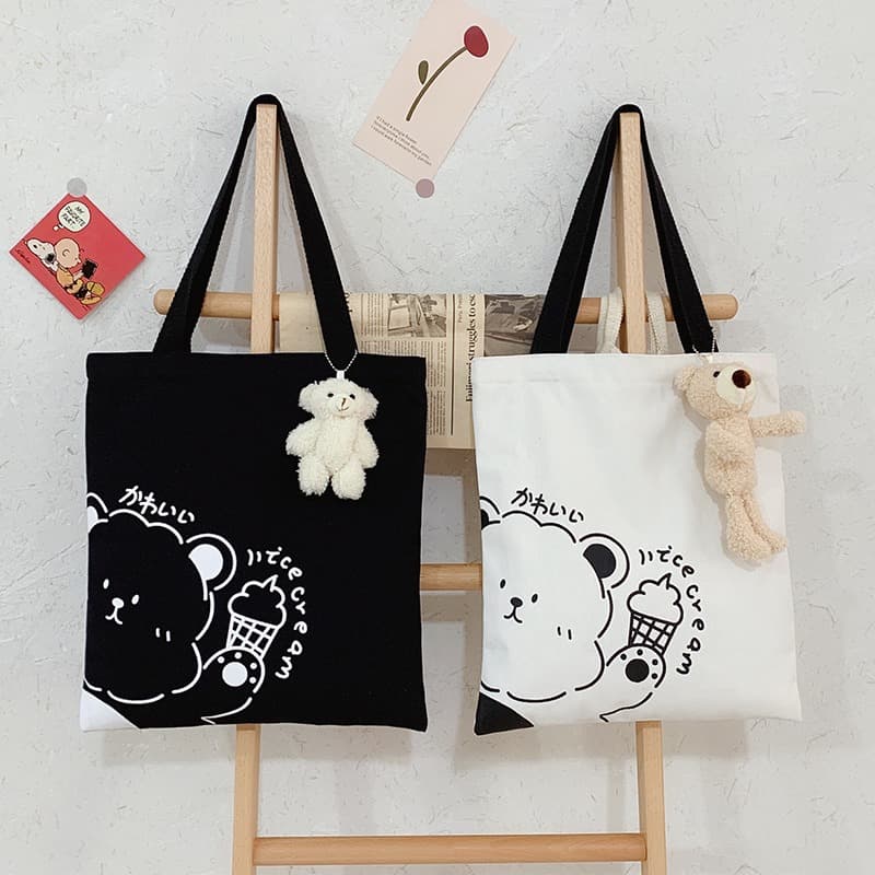 ไม่มีซิป กระเป๋าผ้ามินิมอล เนื้อผ้าหนา กระเป๋า Tote Bag ขนาด28*35cm รูปที่ 1