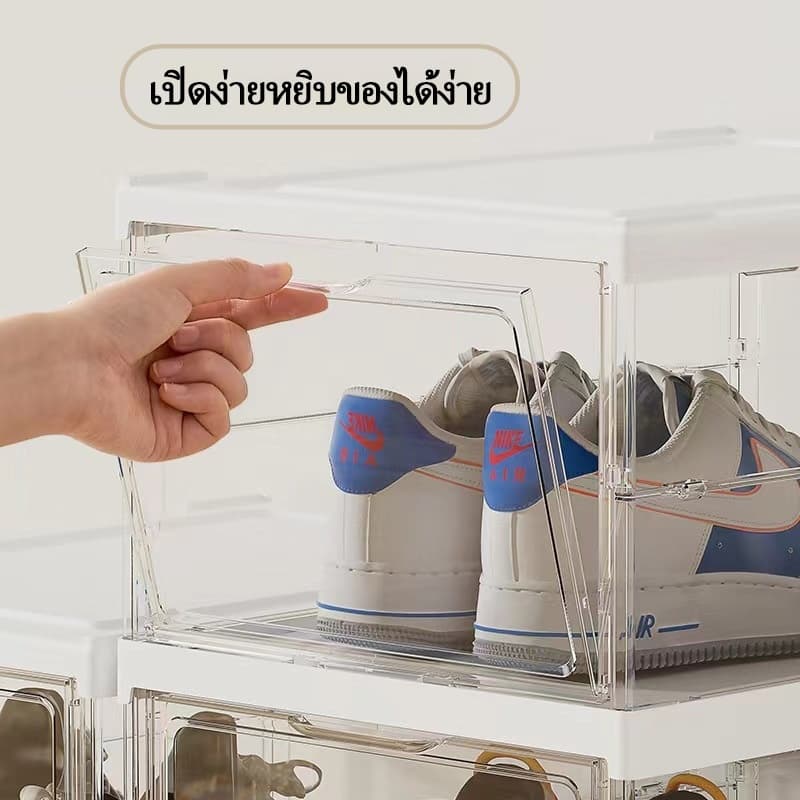ตู้ใส่รองเท้า กล่องรองเท้า ติดตั้งง่าย พับได้ แข็งแรง โปร่งใส กล่องเก็บของ รูปที่ 5