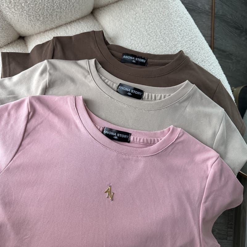 AN lOGO TSHIRT เสื้อยืดคอกลม ผ้ายูนิทรงสลิมฟิต รูปที่ 2
