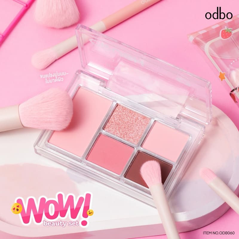ODBO WOW BEAUTY SET โอดีบีโอ ว้าว บิวตี้ เซ็ต แปรง 5 ชิ้น สีพาสเทล พร้อมกระเป๋า ใส่แปรง OD8060 รูปที่ 7