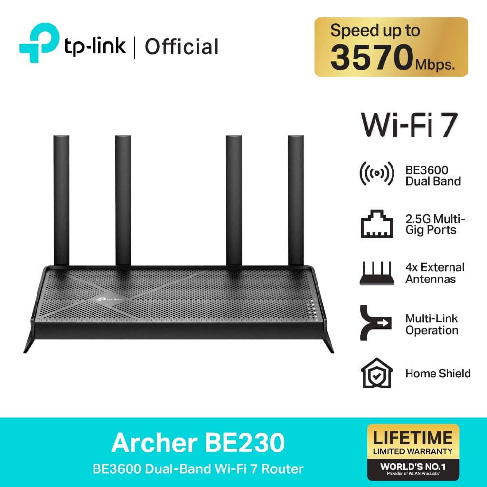 TP-Link Archer BE220 / Archer BE230 เราเตอร์ไวไฟ 7 BE3600 Dual-Band Wi-Fi 7 Router รองรับ EasyMesh รูปที่ 3