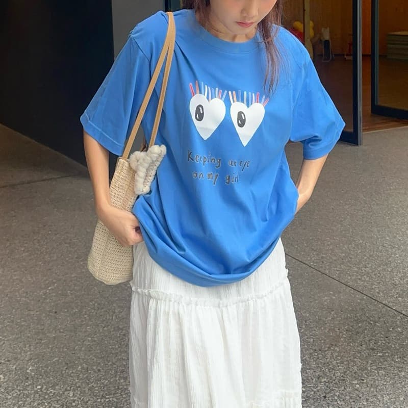 myyoungs - Heart เสื้อยืดโอเวอร์ไซส์ รูปที่ 8