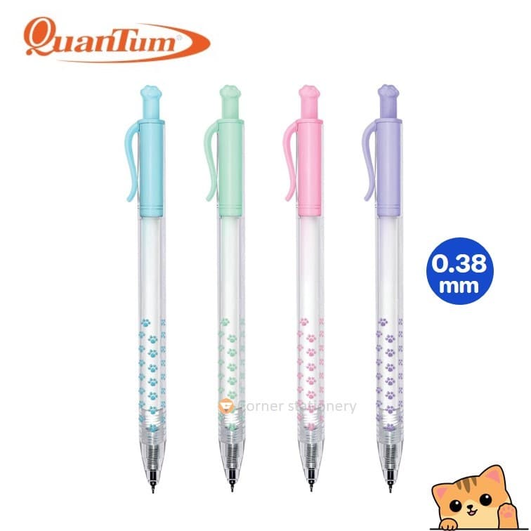 ปากกาเจล 0.38 มม.หมีกน้ำเงิน Quantum รุ่น Cathy ลายเท้าแมวน่ารัก 1 / 4 ด้าม ปากกาควอนตั้ม gel pen รูปที่ 1
