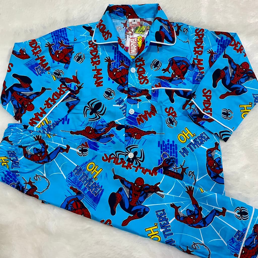 New!!! Spiderman ชุดนอนเด็ก ลายสไปเดอร์แมน ลิขสิทธิ์แท้ ซุปเปอร์ฮีโร่ มาเวล สำหรับเด็กอายุ 2-12 ปี ผ้าคอตตอน100% ใส่สบาย รูปที่ 3