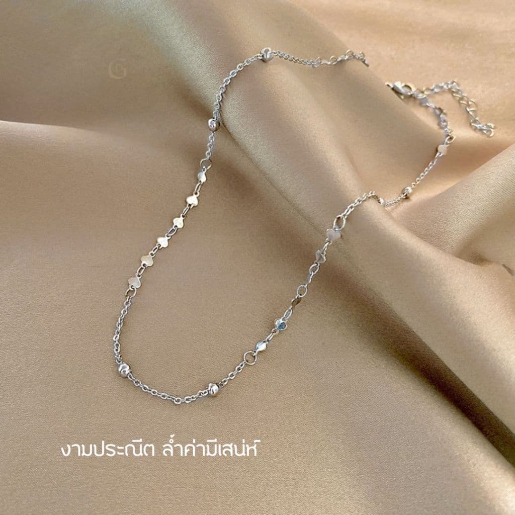 GLAMORสร้อยเงิน Sequins สร้อยคอเท่ๆ สร้อยจี้ สร้อยคอเงิน สร้อยแฟชั่น จี้เงินแท้ สร้อยคอสวยๆ รูปที่ 3