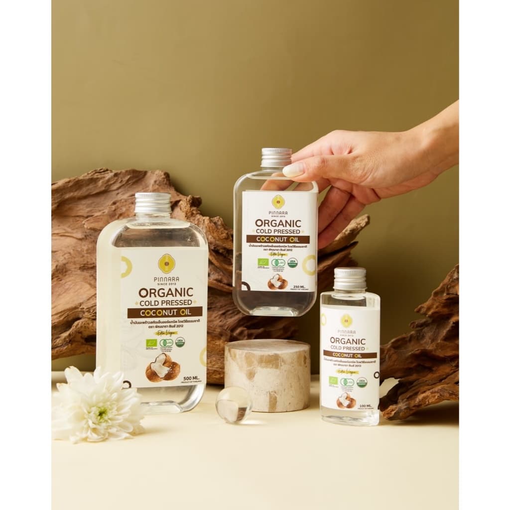 Pinnara น้ำมันมะพร้าวสกัดเย็นออร์แกนิค 100/250/500 ml Organic Cold Pressed Coconut Oil รูปที่ 9