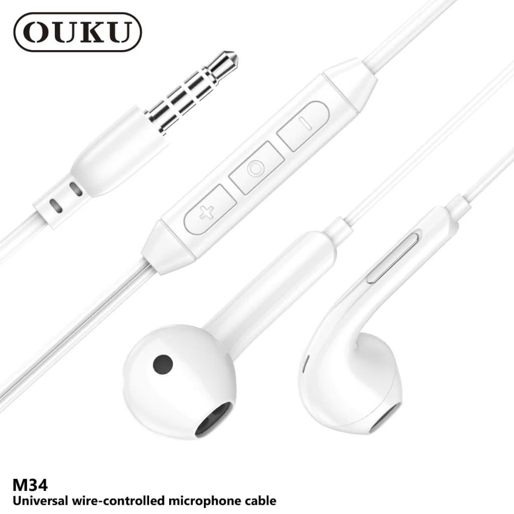 หูฟัง OUKU M34 หูฟังแบบมีสาย พร้อมไมค์ สำหรับ Aux 3.5mm.คุยโทรศัพท์ได้ ฟังเพลง คุณภาพเสียงดี รูปที่ 3