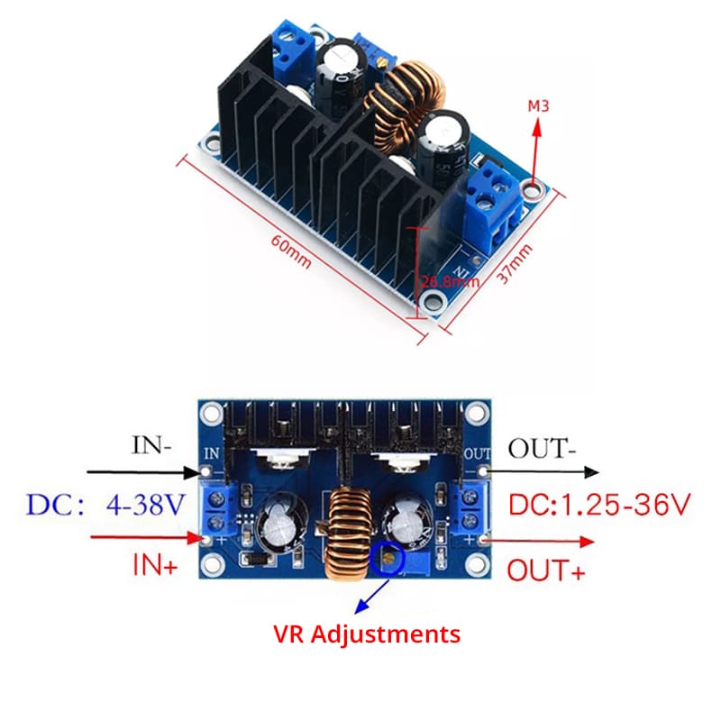 Step Down XL4016 DC-DC 8A Buck Converter DC Input 5-38V./ DC Output 2-35V.สเต็ปดาวน์12v 5v รูปที่ 5