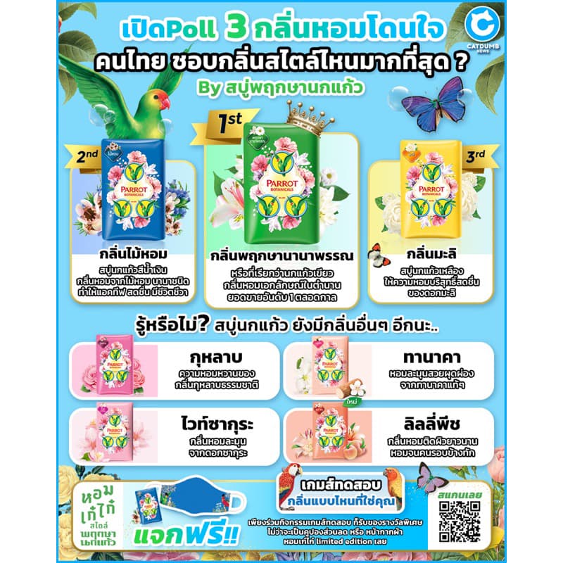 Parrot สบู่นกแก้ว สบู่ก้อนไซส์ใหญ่ ขนาด 105 กรัม x 4 ก้อน รูปที่ 3
