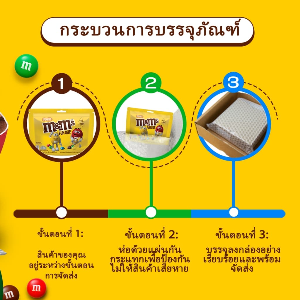 M&M'S Peanut เอ็มแอนด์เอ็ม พีนัท ช็อกโกแลตนมสอดไส้ถั่วลิสง ฟันไซส์ 175.5 กรัม รูปที่ 5