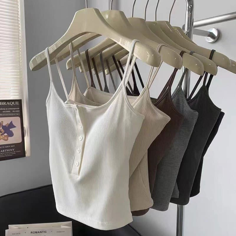 เสื้อสายเดี่ยวผ้าร่องผ้านิ่มใส่สบายมีฟองน้ำในตัว สามารถใส่เเมทได้กับทุกสไตส์ รุ่น B-102 สินค้า จากไทย รูปที่ 7