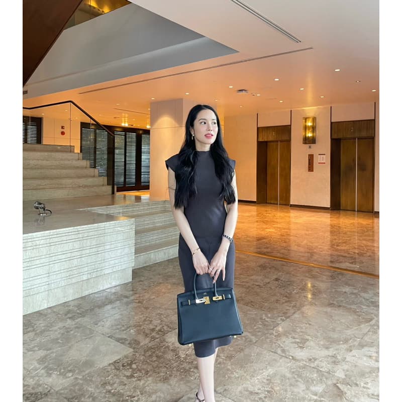 LITAS : YURIN DRESS เดรสคอปีน เเขนล้ำ เดรสทำงาน เดรสเรียบหรู รูปที่ 5