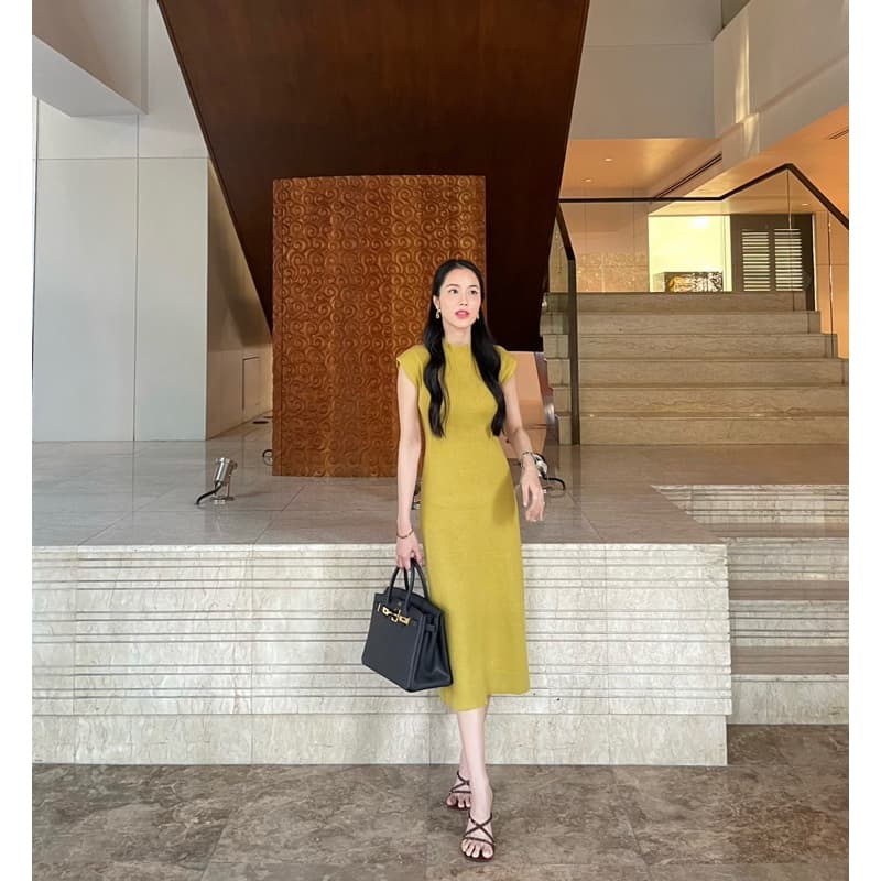 LITAS : YURIN DRESS เดรสคอปีน เเขนล้ำ เดรสทำงาน เดรสเรียบหรู รูปที่ 3
