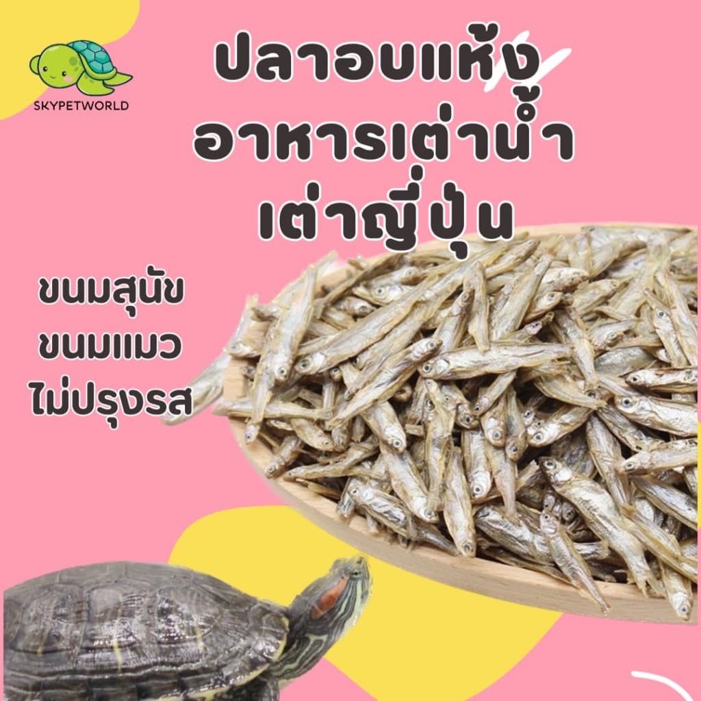 ปลาอบแห้ง อาหารเต่าน้ำ เต่าญี่ปุ่น ขนมสุนัข ขนมแมว ไม่ปรุงรส ขนาด 3-5ซม รูปที่ 1